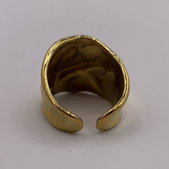 Ring, new, no tags, gold coloured stainless steel, adjustable, organic bold look - Picture 5 of 17